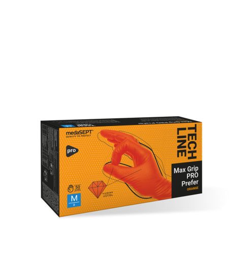 MS Max Grip Pro erősített nitril szerelőkesztyű 90 db - narancs