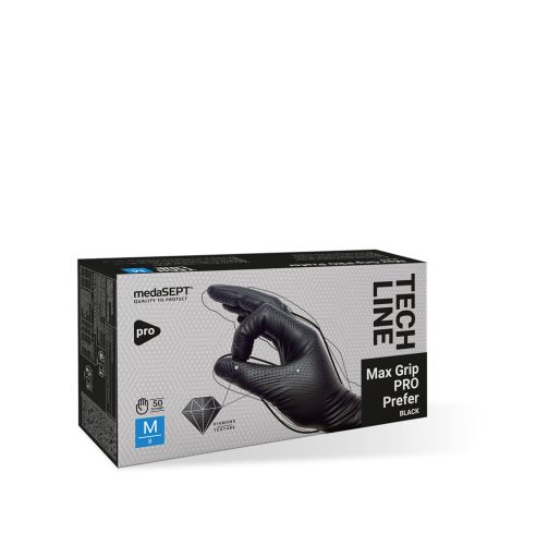 MS Max Grip Pro Prefer erősített nitril szerelőkesztyű - fekete