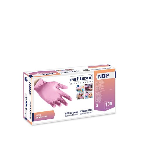 Reflexx N82 egyszerhasználatos nitril kesztyű - pink