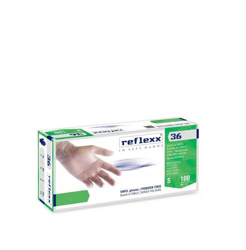 Reflexx R36 egyszerhasználatos púdermentes vinyl kesztyű