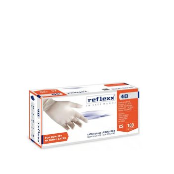   Reflexx R40 egyszerhasználatos púderes latex kesztyű - fehér