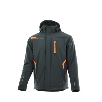   Sara Comfort Winter bélelt softshell hosszú kabát s.szürke - narancs