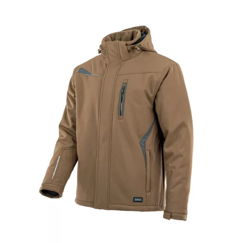 Sara Comfort Winter bélelt softshell hosszú kabát barna - s.szürke