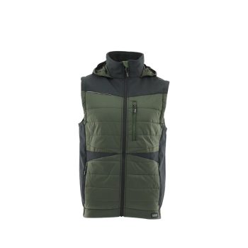   Sara Comfort Plus Hybrid kapucnis bélelt mellény fekete - zöld