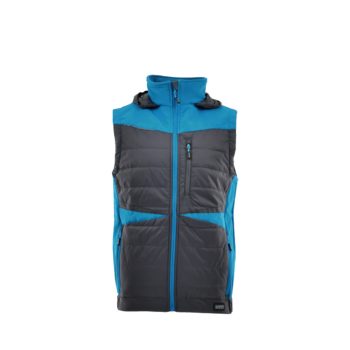   Sara Comfort Plus Hybrid kapucnis bélelt mellény fekete - petrol kék