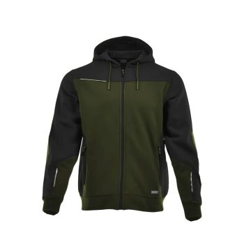 Sara Comfort Plus kapucnis pulóver olíva zöld - fekete